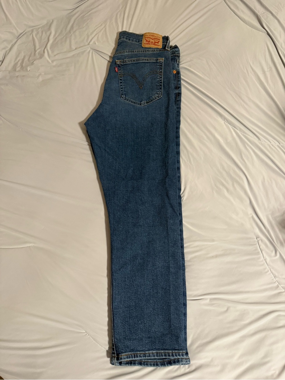 Levi's Blue Straight Leg Jeans with Leather Patch